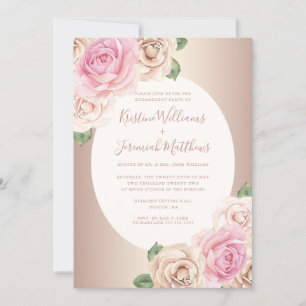 Chic Rose Gold Watercolor Floral Engagement Party Einladung