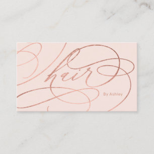 Chic Rose Goldfolie Haar blühe Typografie pink Visitenkarte