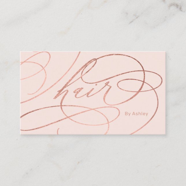 Chic Rose Goldfolie Haar blühe Typografie pink Visitenkarte (Vorderseite)