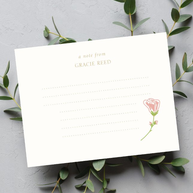 Chic Rose Hochzeithandgeschriebene Note Card (Von Creator hochgeladen)