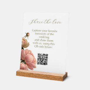 Chic Rose Hochzeitstisch QR Acrylschild