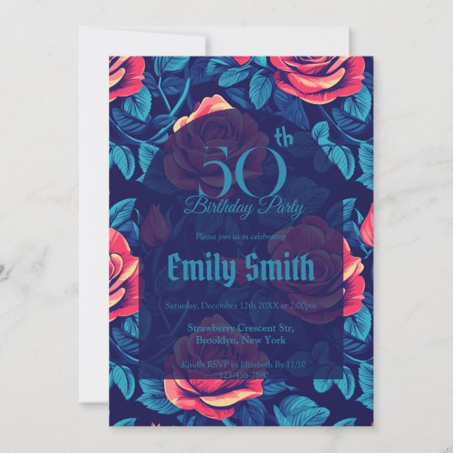 Chic Rose Petal Women Birthday Einladung (Vorderseite)