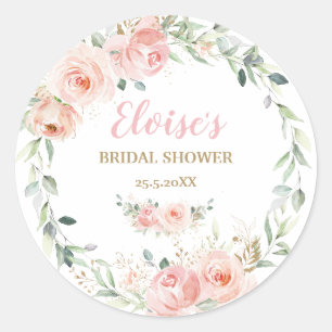 Chic Rosé Pink Florales Baby Brautparty Geburtstag Runder Aufkleber