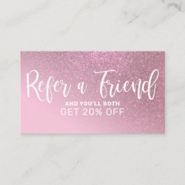 Chic Rose Pink Glitzer Gradient Typografie Empfehlungskarte