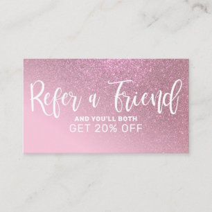 Chic Rose Pink Glitzer Gradient Typografie Empfehlungskarte