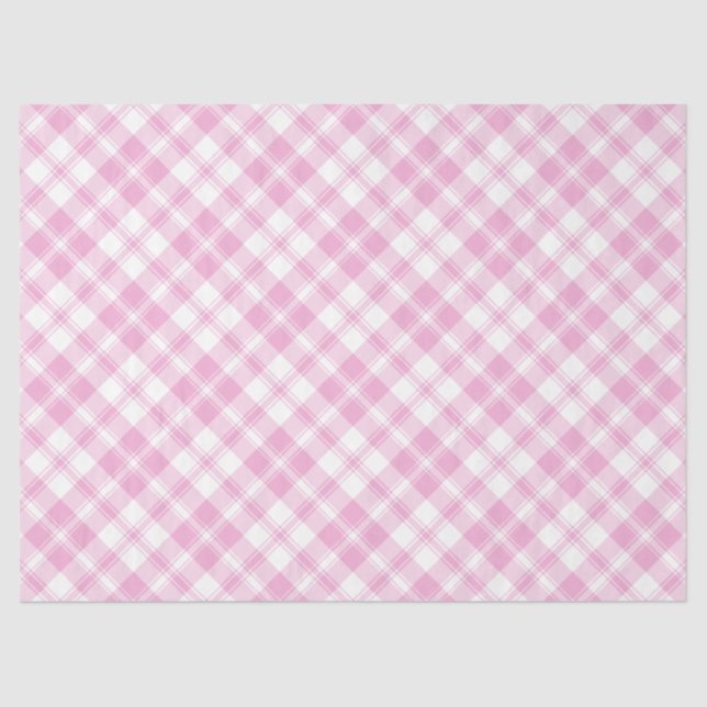 Chic Rose Pink und White Karo Gewebepapier Seidenpapier (Vorderseite)