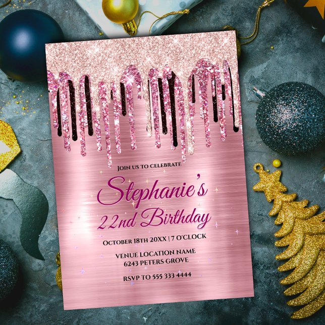 Chic Rose Rosa Tropfen Monogramm Notebook Einladung (Von Creator hochgeladen)