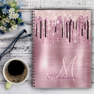 Chic Rose Rosa Tropfen Monogramm Notebook Notizblock