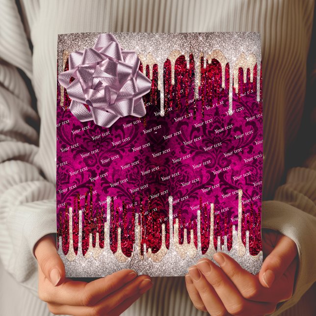 Chic Rose, rötlich-braun Glitzer Rote Tropfen Mono Geschenkpapier (Von Creator hochgeladen)