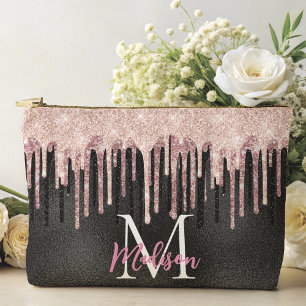 Chic Rose Schwarz Tropfen Monogramm Notebook Zubehörtasche