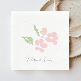 Chic roséfarbene Aquarell-Blumen-Papier-Serviette Serviette