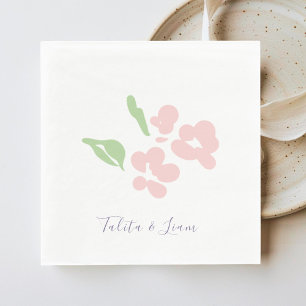 Chic roséfarbene Aquarell-Blumen-Papier-Serviette Serviette