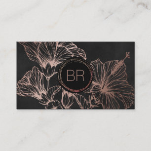 Chic Roségold Floral Visitenkarte mit Monogramm