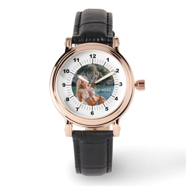 CHIC! 🖤 Roségold-Schwarze Uhr (Vorderseite)