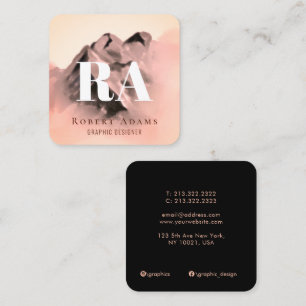 Chic Roségold Wasserfarbe Monogramm Abstrakt Quadratische Visitenkarte