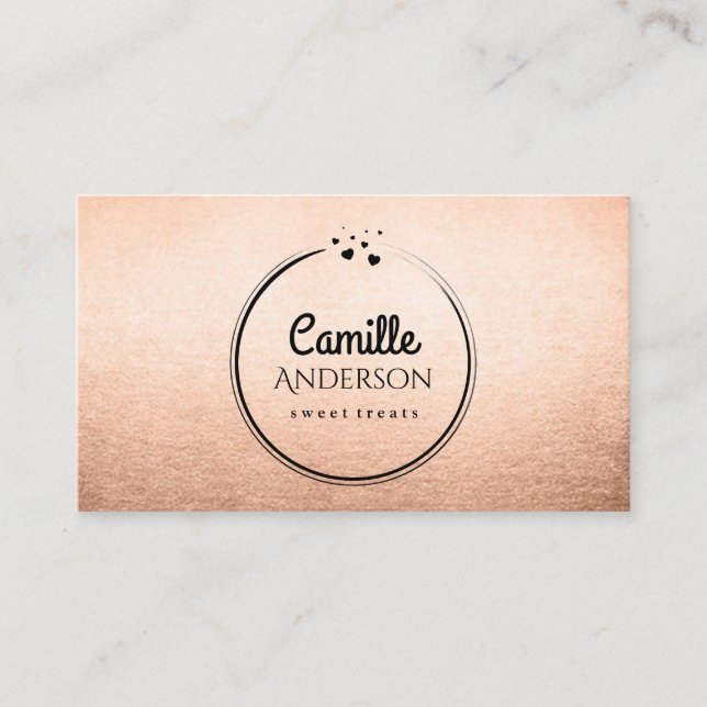 Chic-Rosen-Gold und schwarze Visitenkarte (Vorderseite)