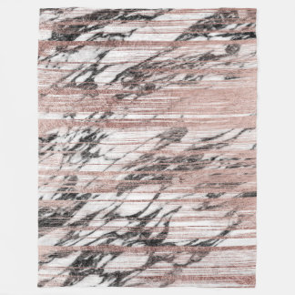 Chic-Rosen-GoldBrushstrokes auf Schwarz-weißem Fleecedecke