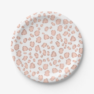 Chic-Rosen-GoldGlitter erröten rosa Leopardmuster Pappteller