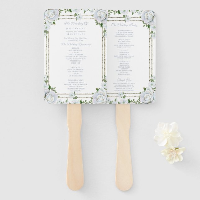 Chic-Rosen u. silberne Fächer (Vorne und Hinten)