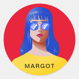 Chic Rot und Klasse Runder Aufkleber