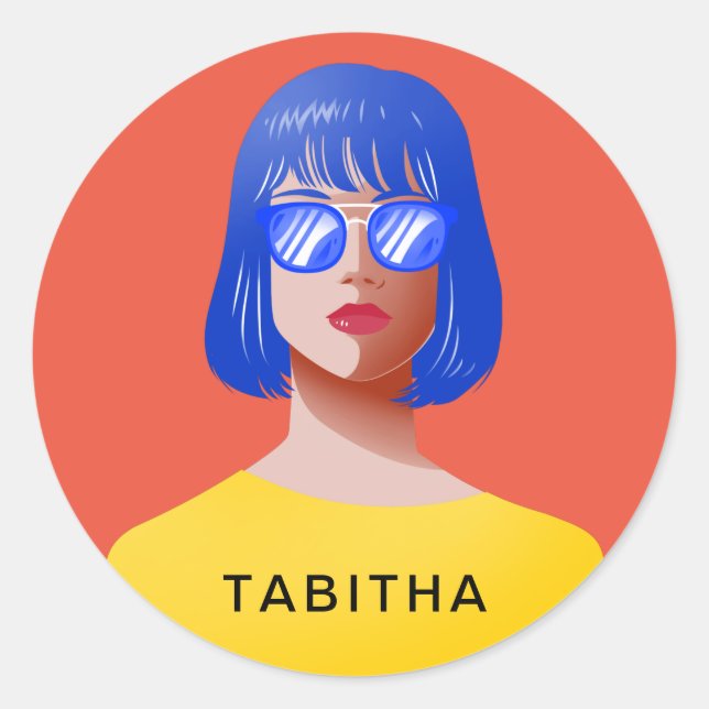 Chic Rot und Klasse Runder Aufkleber (Vorderseite)