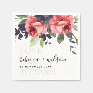 CHIC ROTE ROSE PEONY FLORAL LIEBE UND DANKE WEDEN SERVIETTE