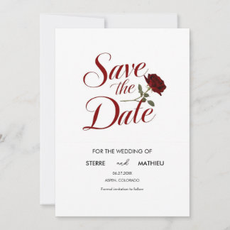 Chic Rote Rose Wedding Save The Date