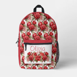 Chic Rote Rosen Bedruckter Rucksack