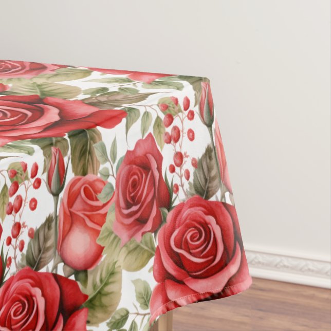 Chic Rote Rosen Tischdecke (Beispiel)