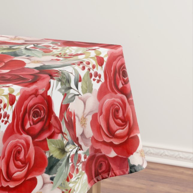 Chic Rote Rosen Tischdecke (Beispiel)