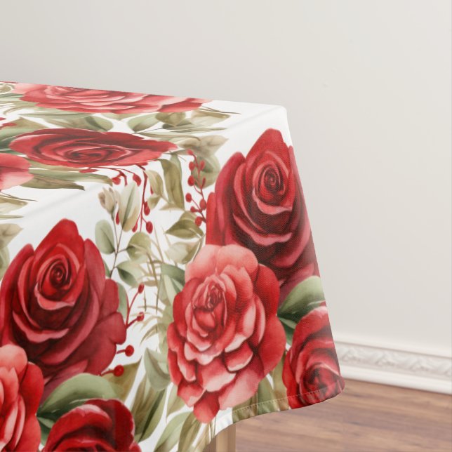 Chic Rote Rosen Tischdecke (Beispiel)