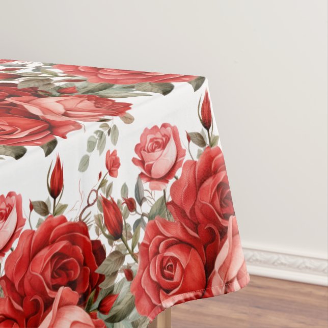 Chic Rote Rosen Tischdecke (Beispiel)