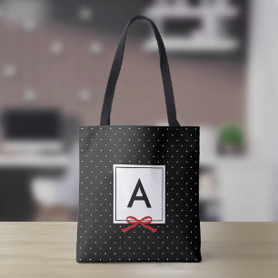 Chic rotes Band Schwarz Punkte-Muster Monogramm