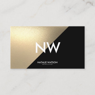 Chic Rough IMITATE Gold Diagonal Black Modern Visitenkarte
