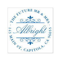 Chic Round Elegante Script Art Deco Rücksendeadres