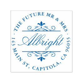 Chic Round Elegante Script Art Deco Rücksendeadres Permastempel