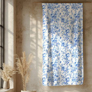 Chic Royal Blau Toile Rosen Blumenmuster Weich Sherpadecke