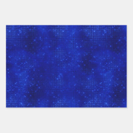 Chic Royal Blue Foil Hanukkah Wrapping Paper Sheet Geschenkpapier Set