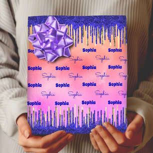 Chic Royal Blue Gold Glitzer Tropfen Geschenkpapier Set