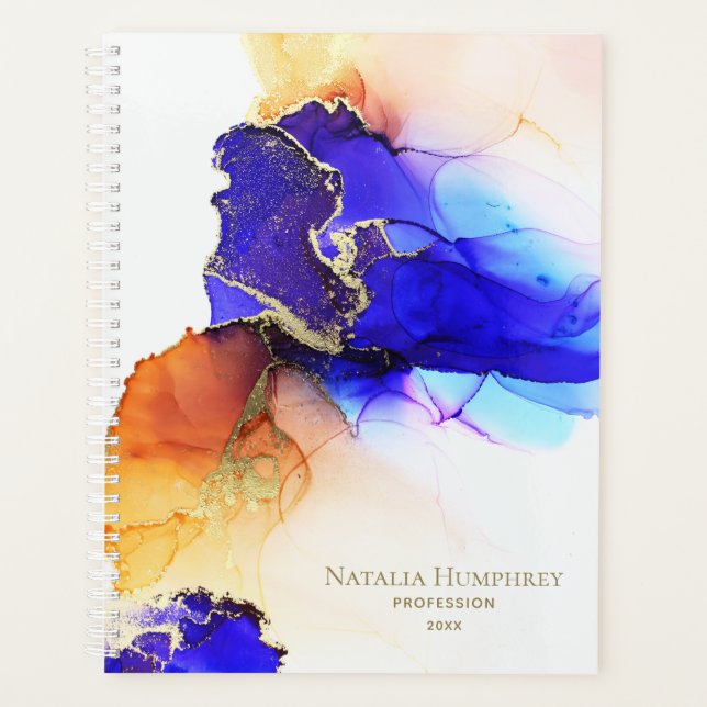 Chic Royal Blue Orange Custom Planer (Vorderseite)