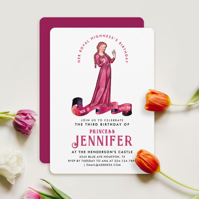 Chic Royal Pink Mittelalterliche Prinzessin Fairyt Einladung (Von Creator hochgeladen)