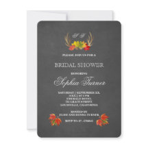 Chic Rustic Antlers Fall Boho Brautparty Einladung