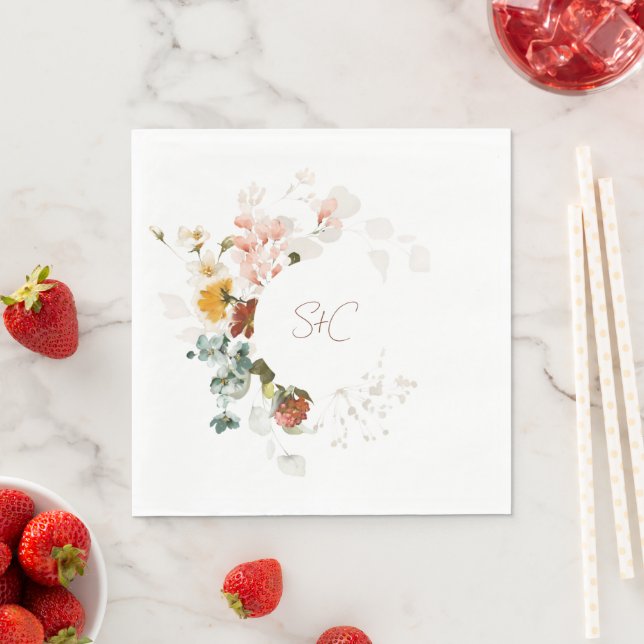 Chic Rustic Boho Wildblume Blumengarten Hochzeit Serviette (Beispiel)