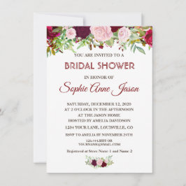 Chic Rustic Burgundy Marsala Brautparty Einladung