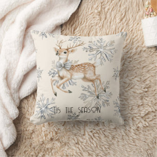 Chic Rustic Christmas Cream Deer Snowflakes Kissen