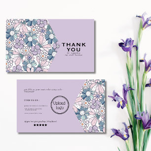 Chic rustic floral lila Logo Ordnung danke Visitenkarte