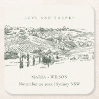 Chic Rustic Green Winery Sketch Hochzeit