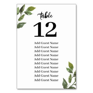 Chic Rustic Greenery Tischnummer Seating Chart