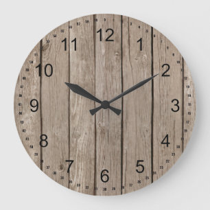 Chic Rustic Imitats Wood Große Wanduhr
