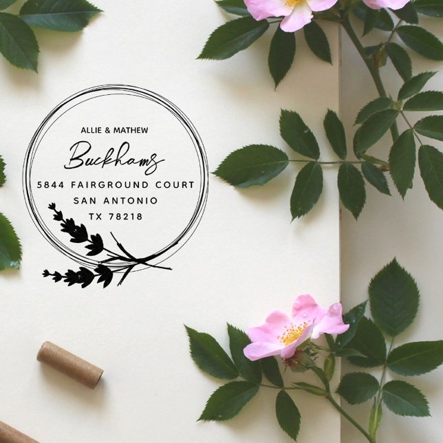 Chic Rustic Lavender Verheirateten Couple Rücksend Gummistempel (Von Creator hochgeladen)